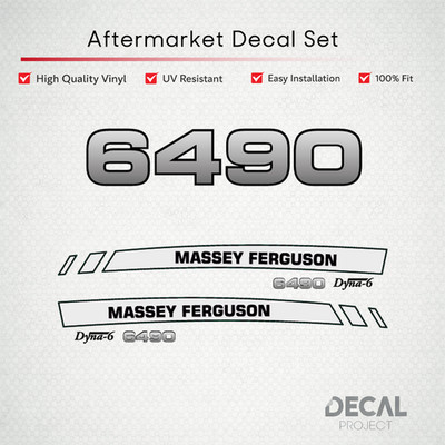 Massey Ferguson 6490 Decal Kit - Premium Dyna-6 Hood Graphics Restoration Set