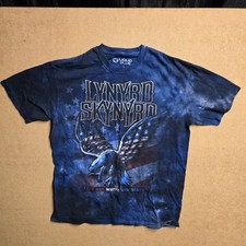 Lynyrd Skynyrd T-Shirt Men  s Large Liquid Blue Blue Tie Dye True Red White Blue