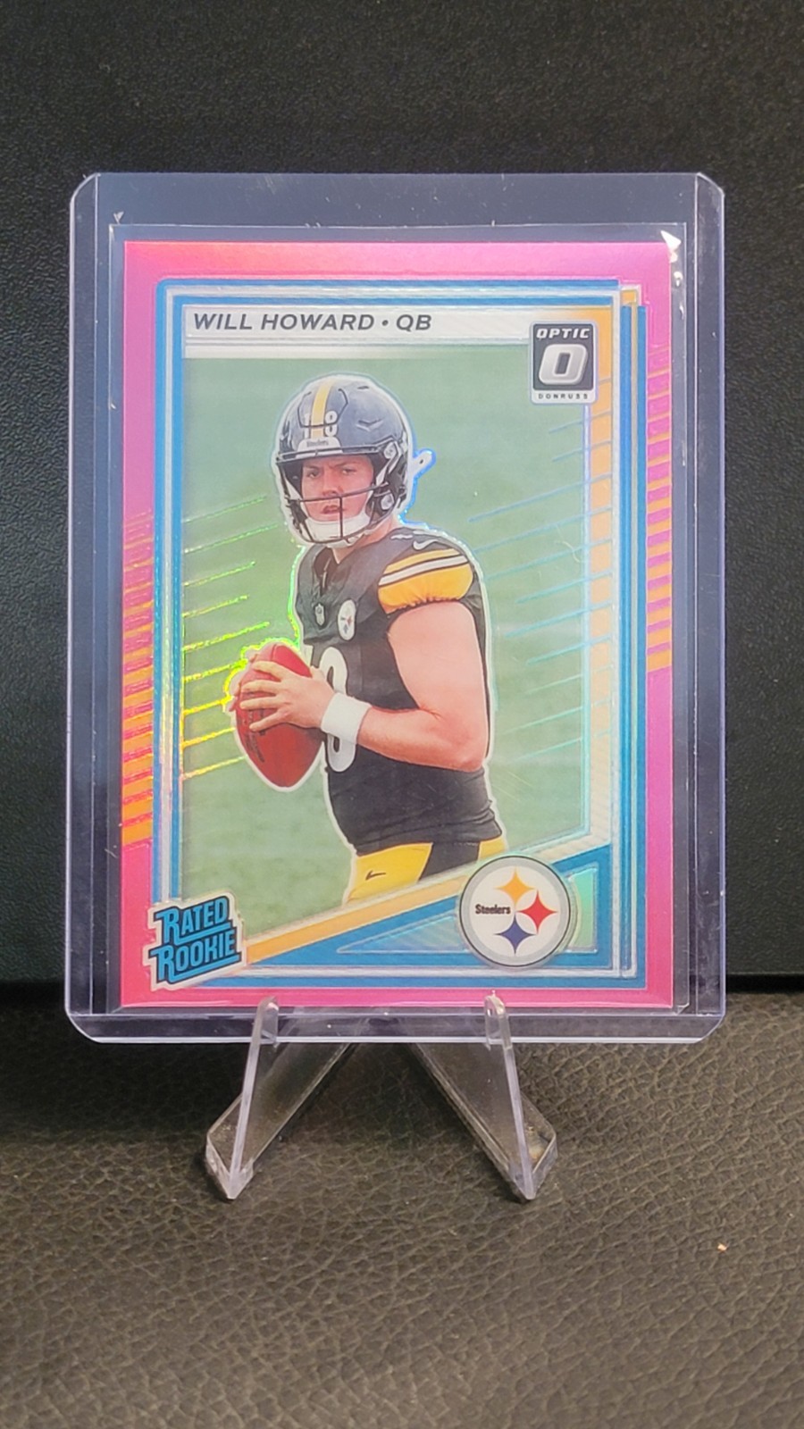 2025 Panini Donruss Will Howard Rated Rookie Optic Preview Pink Prizm #309 RC