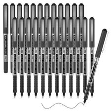 Shuttle Art RollerBall Pens, 25 Pack Black Fine Point Roller Ball , 0.5mm