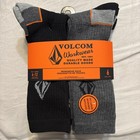 New Volcom 6 Pack Workwear Active Full Cush Ribbed Crew Cut Socks Black/Gray Mix