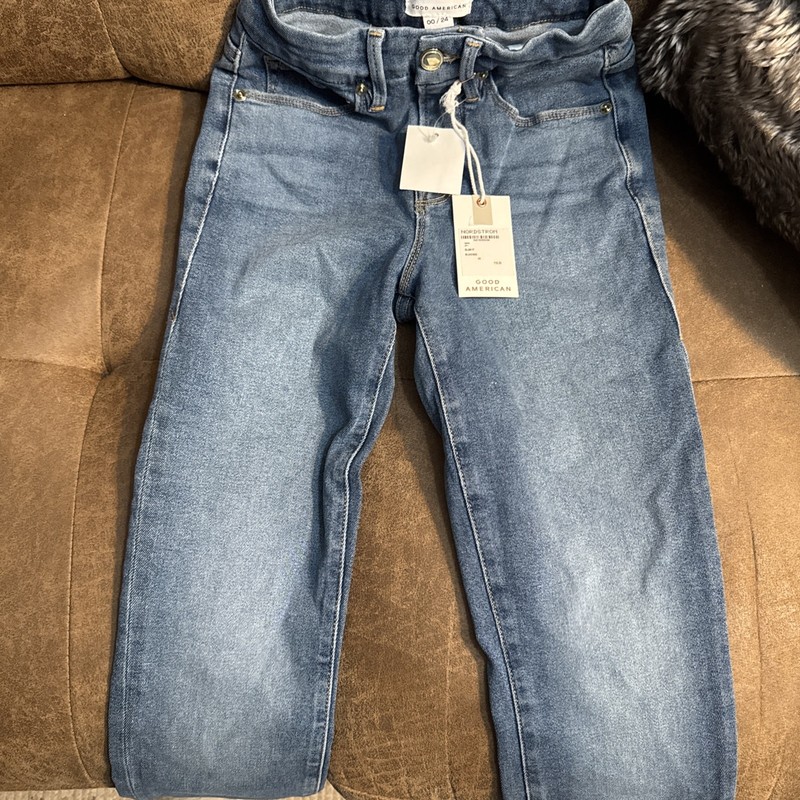 Good American Women Blue  Good Legs Raw Hem  Slim Jeans 00/24 New W Tags