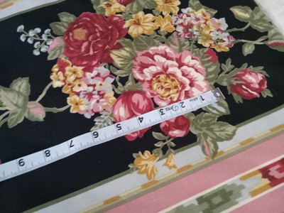 Vintage Pink Black Rose FLORAL 120''L X 26''W UPHOLSTERY FABRIC SPRING Mills