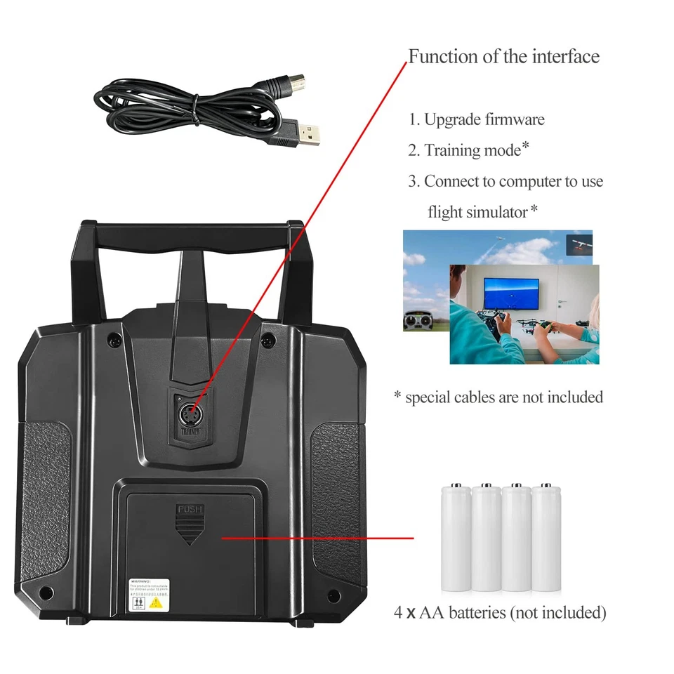 FS-i6X 10 Ch Transmitter, 2.4GHz RC Controller with FS-iA6B Receiver for Dron... - Image 4 of 4