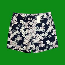 LOFT NWT Shorts Women 00 Navy Blue Original Chino Floral Print Cotton Casual New