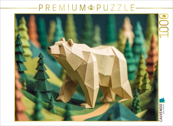 Calvendo Puzzle Origami Bear In The Forest | 1000 Pieces, Finished Size 25.2 × 1-image