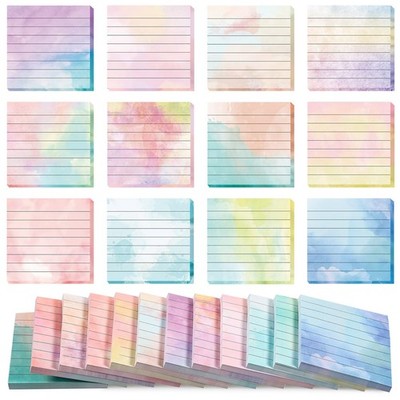 720 Pieces 12 Pads Watercolor Sticky Note Pads 3 x 3 Inch Lined Sticky Notes