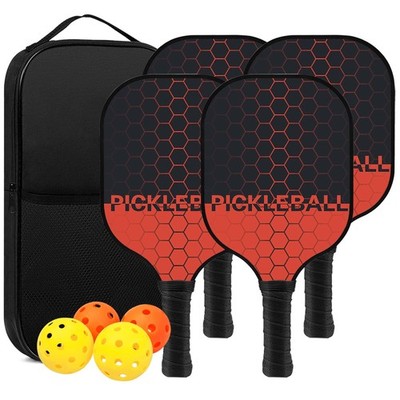 Pickleball Schläger mit Fiberglas Oberfläche und 4 Bällen - Pickle Ball Paddl...