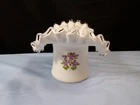 Fenton Milk Glass Silver Crest Hand Painted Violets in the Snow Hat Vase