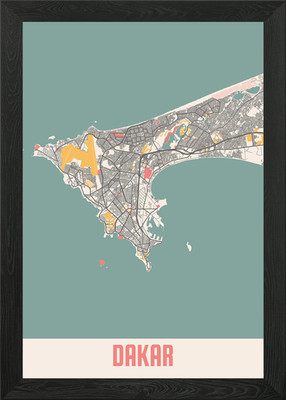 Dakar Chalk Map Framed Wall Art Poster Canvas Print Picture