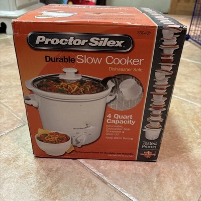 Proctor Silex 4 Qt Round Durable Slow Cooker White 33040Y