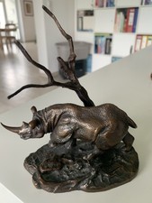 Afrikan Wildlife , Bronze , Black Rhinozeros 1976 vom Künstler Polland