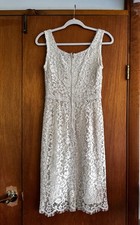 Dolce & Gabbana Cream Lace Sheath Midi Dress Scoop Neck Sleeveless Size 40
