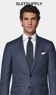Suitsupply Havana Mid Blue E. Thomas Super 130s Suit (Size 48S)