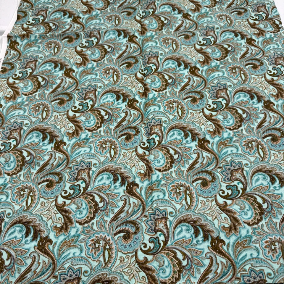 fabric green floral paisley feather quilting cotton 46x72 2 yards - Image 4 of 4