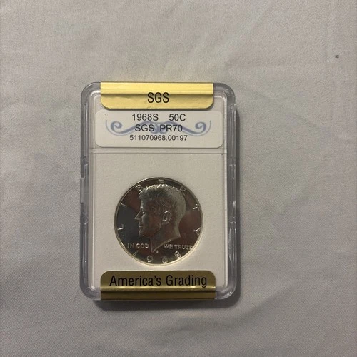 1968 S Silver PR70 , 40%, Kennedy Half Dollar. nice uncirculated silver coin