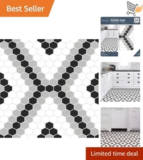 Leyton Peel & Stick Floor Tiles Black Vinyl 12x12 Indoor Bathroom Kitchen