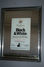 VINTAGE BUCHANAN'S BLACK & WHITE SCOTCH WHISKY ADVERTISING MIRROR SCOTTIE DOG