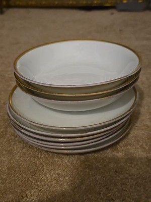 Vtg Hutschenreuther 6 Plates 3 Bowls Monogramed Bavaria Germany HR -