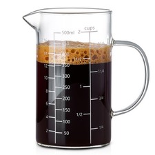 500ML 2 CUP Glass Liquid Measuring Cup With Handle, 500 Milliliters, Clear