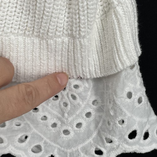 Loft Women's White Knit Sweater Vest Eyelet Trim Crew Neck Casual Size XL - Picture 4 of 7