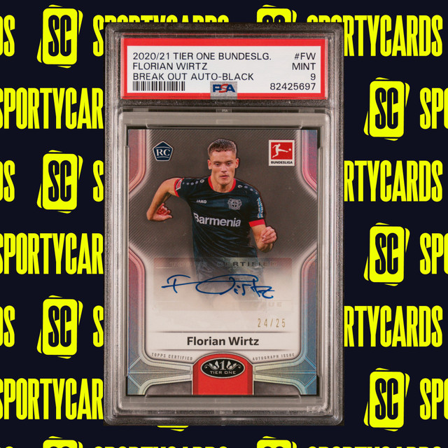 FLORIAN WIRTZ /25 BREAKOUT AUTO BLACK PSA 9 2020-21 TOPPS TIER ONE BUNDESLIGA RC
