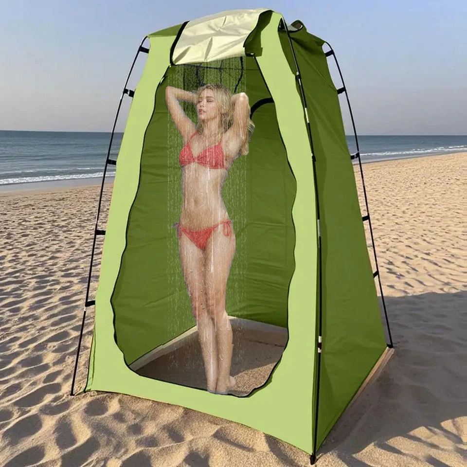 Pop Up Shower Tent Outdoor Camp Tent Privacy Shower Toilet Changing Hiking Green - Image 2 of 4