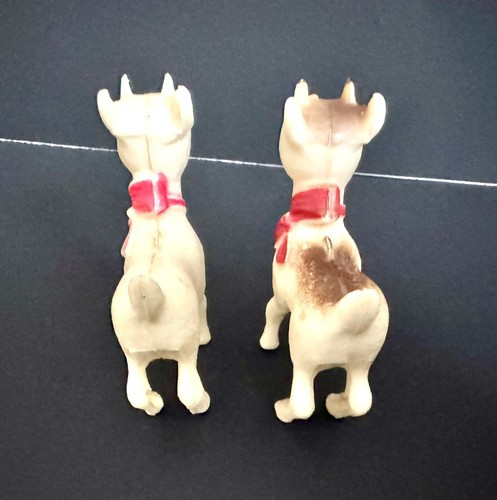Lot 2 Plastic Rudolph Red Nose Reindeer Figure Christmas MCM Ornament Vintage - Picture 6 of 8