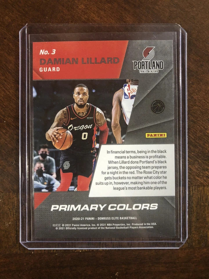 2020-21 Panini Elite Damian Lillard PRIMARY COLORS  Parallel # 3 - Image 2 of 2
