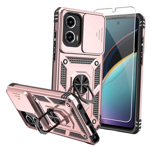 SMKY for Case,with Screen Protectors and Camera Moto G Stylus 5G 2024 Rose Gold