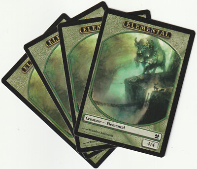   4 MAGIC The Gathering ELEMENTAL Green Creature Token MTG PLAYSET MMA/EN 2013