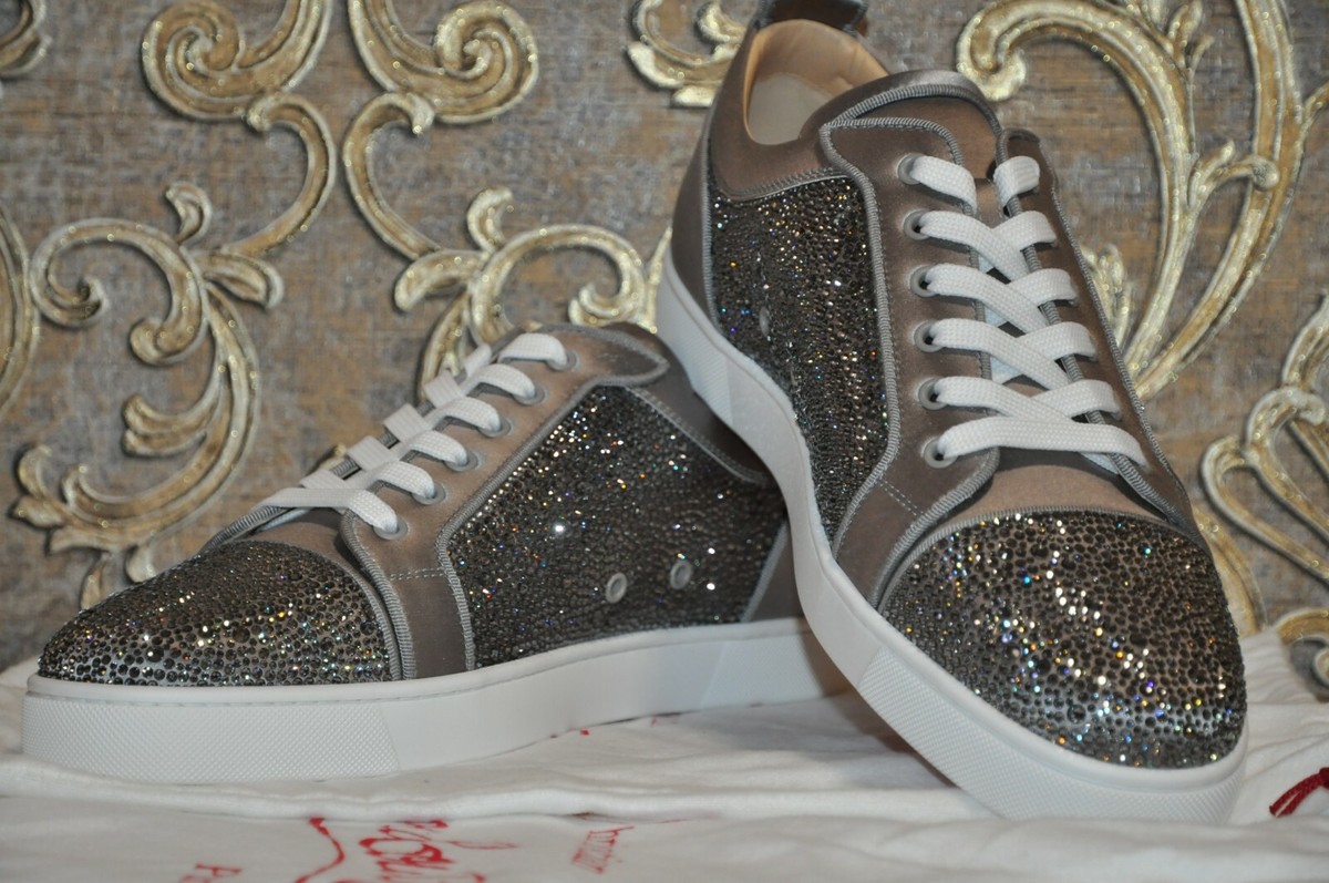 Louboutin Junior Gray Louboutin Sneakers Strass Grey Red