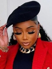 Women New Pretty Solid Beret Black Hat