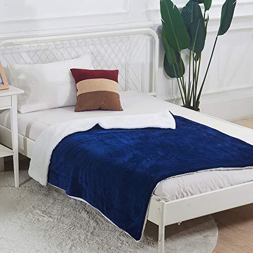 Sherpa Fleece Throw Blanket, Double-Sided Super Soft Luxurious 50"×60" Blue - Picture 7 of 7