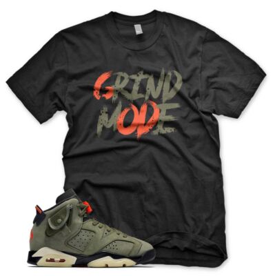 New Black ''GRIND MODE'' T Shirt for J1 6 Travis Scott Cactus Jack Olive
