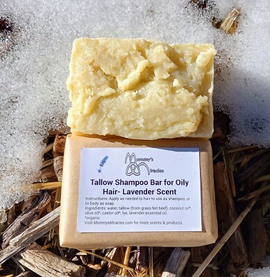 Tallow Shampoo Bar for Oily Hair- Lavender Scent