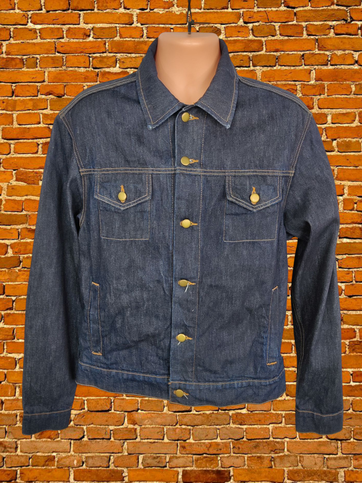 CHAQUETA ÍNDIGO NUEVA CON ETIQUETAS AMERICAN APPAREL GRANDE ALGODÓN MUJER JEANS ABRIGO CON BOTONES