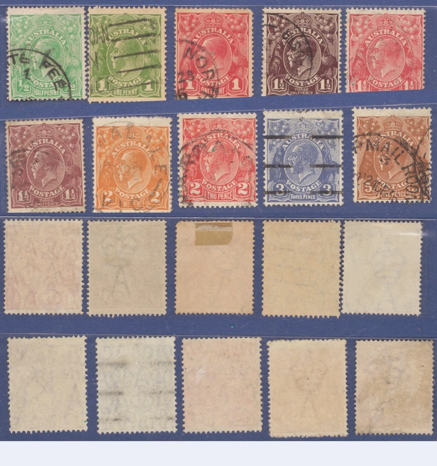 Australia 1920-30 KGV Problemas Definitivos 1/2d-5d Usado Fino. Foto 3 de 3