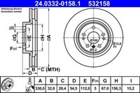 2X ATE 24.0332-0158.1 Bremsscheibe FüR MERCEDES-BENZ