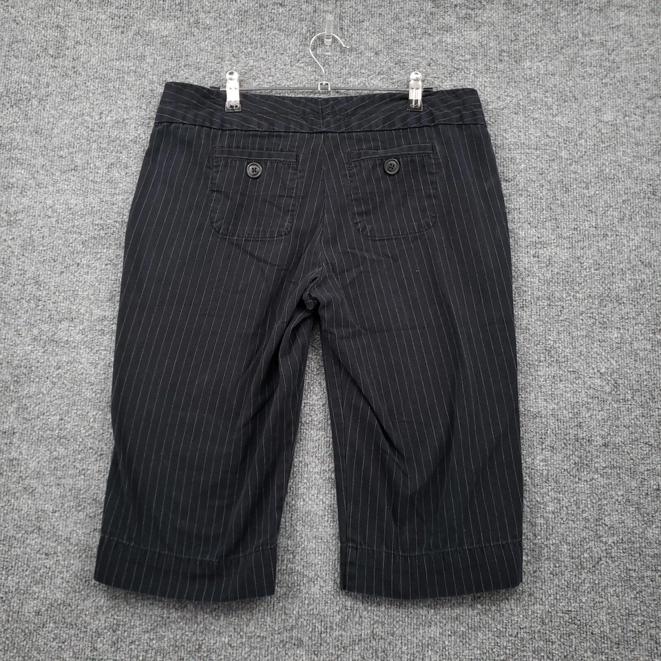 Pantalones Cortos Old Navy Para Mujer 8 Negros Chinos Tiro Medio Rayas Frente Plano Mezcla de Algodón Foto 2 de 4