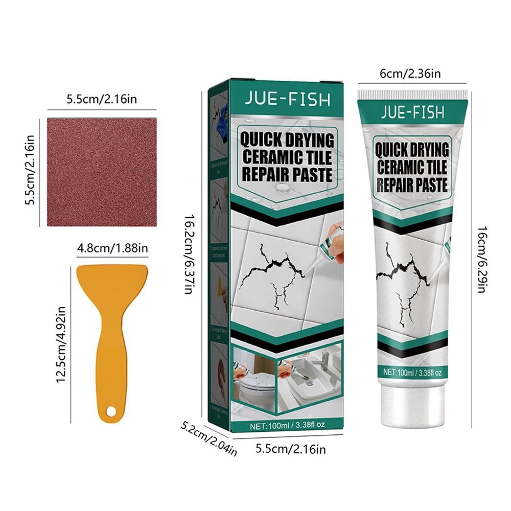 With Sandpaper Cracks Adhesive With Scraper Tile Repair Paste Ceramic