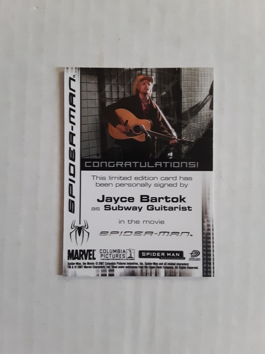 AUTOGRAPH CARD: Marvel Spiderman Jayce Bartok As Subway Guitarist