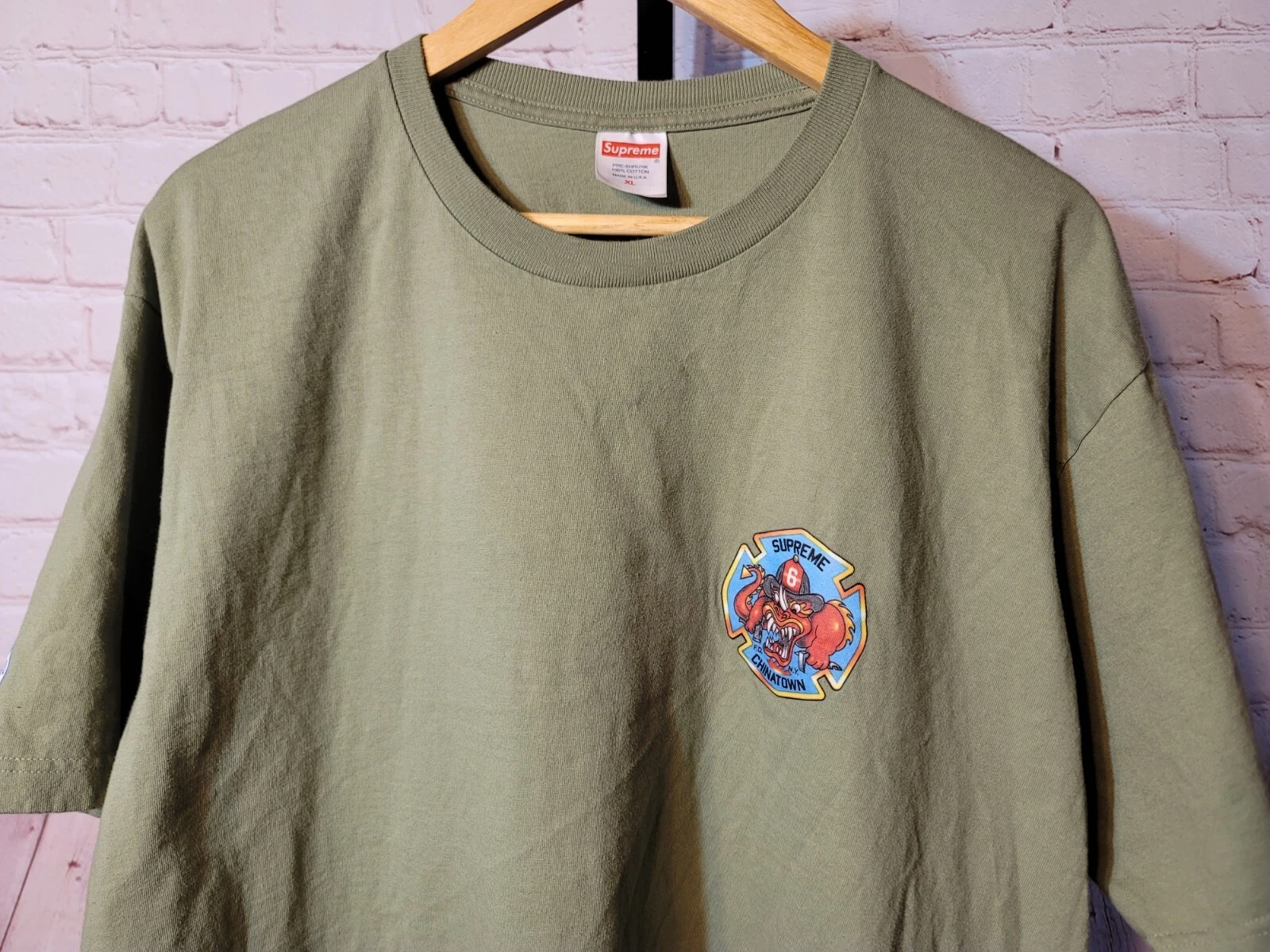 T shirt Supreme FDNY Chinatown vert manches courtes New York streetwear skate