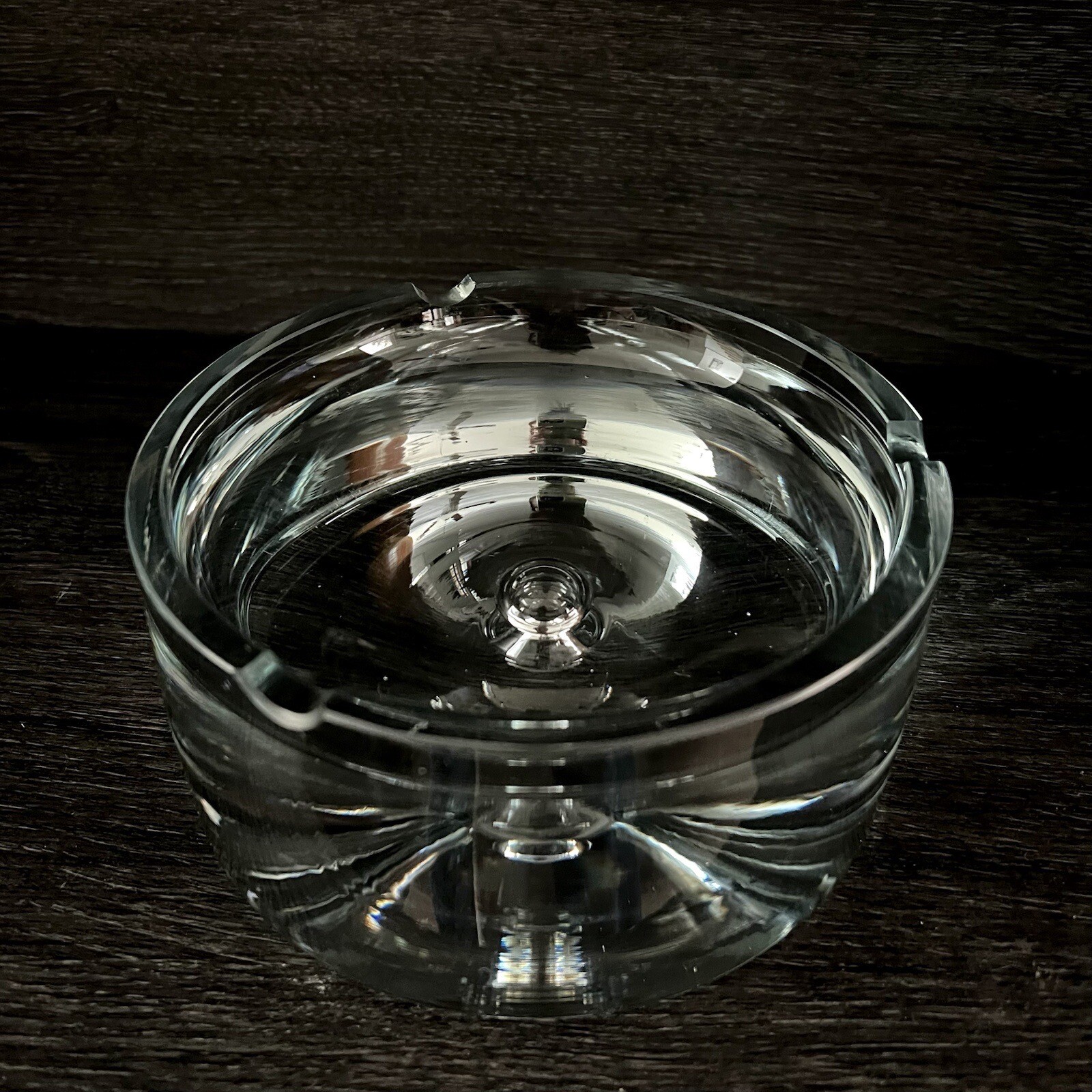 Vintage Krosno Poland Art Glass Ashtray MCM Heavy Crystal Floating