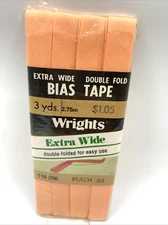 Peach Wrights Bias Tape Extra Wide Double Fold 3yrds 116 206 Peach 60 1983