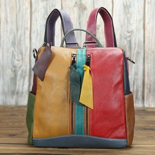 Genuine Leather Multi-colour Women's Backpack, Sling Shoulder Bags