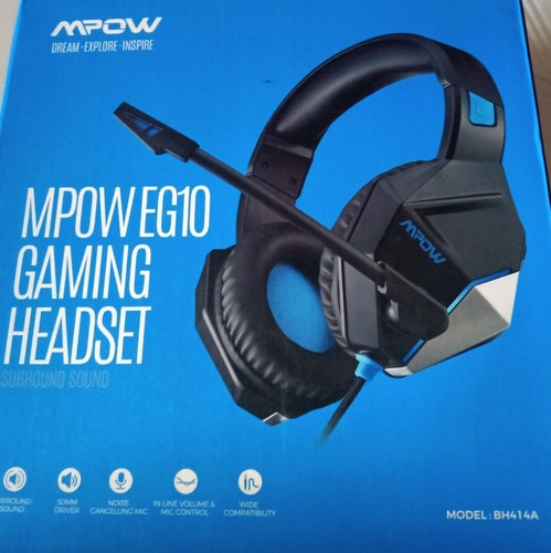 MPOW EG10 BH414A Blue Black Gaming Headset Microphone Surround Sound | eBay