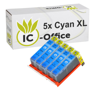 5 Tintenpatronen cyan für HP 364 XL den Drucker HP Photosmart Premium C 309 g