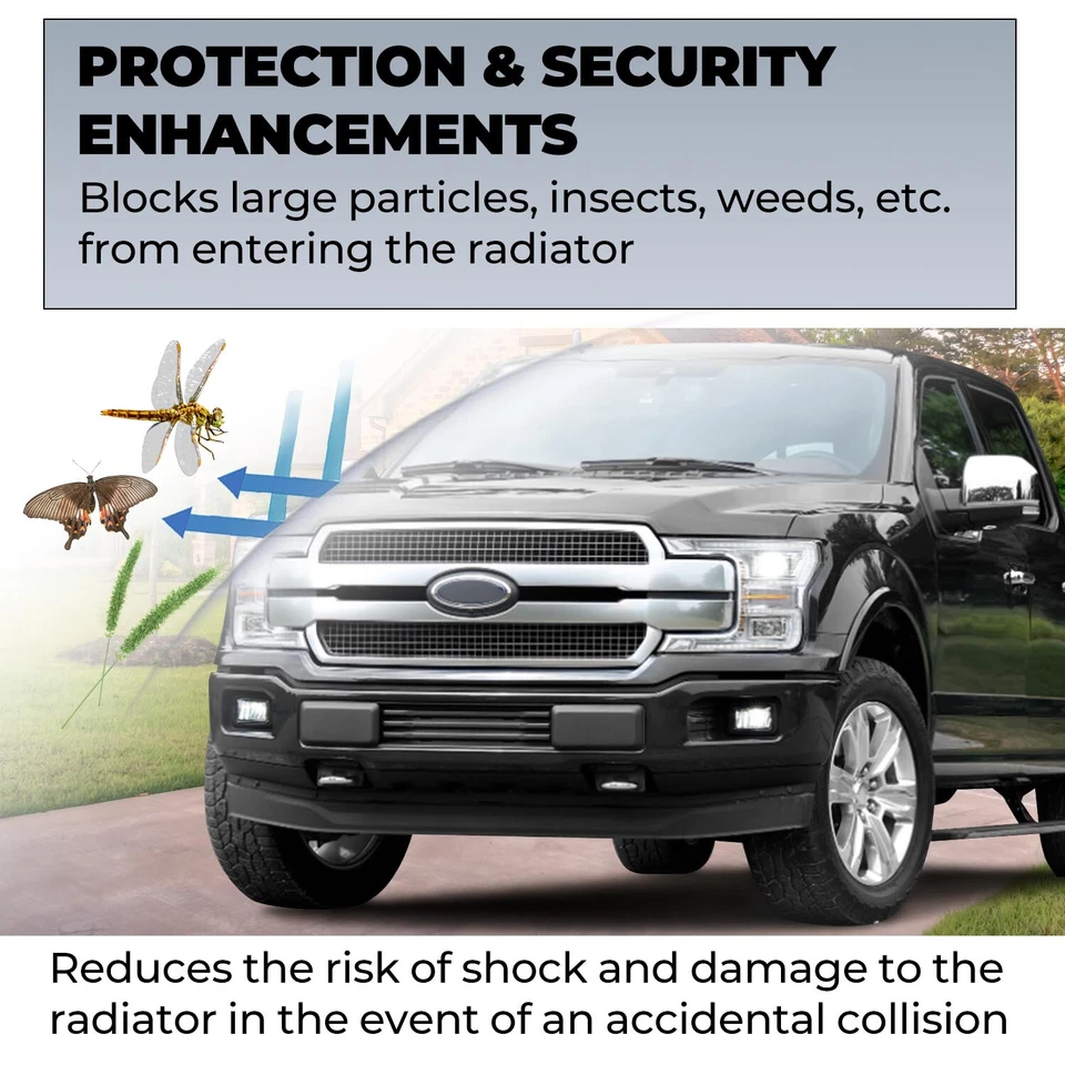 Conjunto de obturador de aire de rejilla de radiador superior delantero negro para Ford F-150 2015-2017 Foto 4 de 4