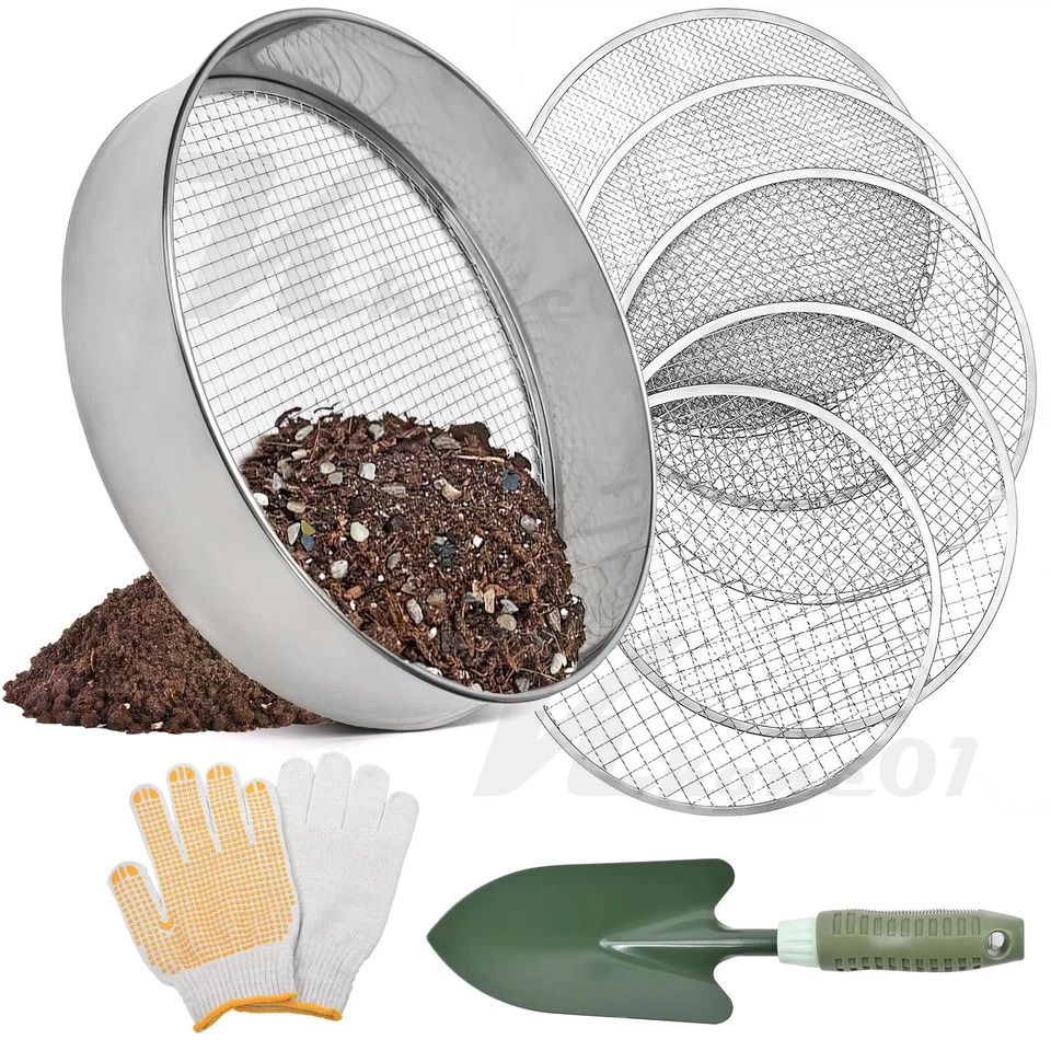 Erdsieb Garten Metall 30cm 5 Maschen grob fein für Stein Sand Hand Kompost Sieb - Bild 2 von 4